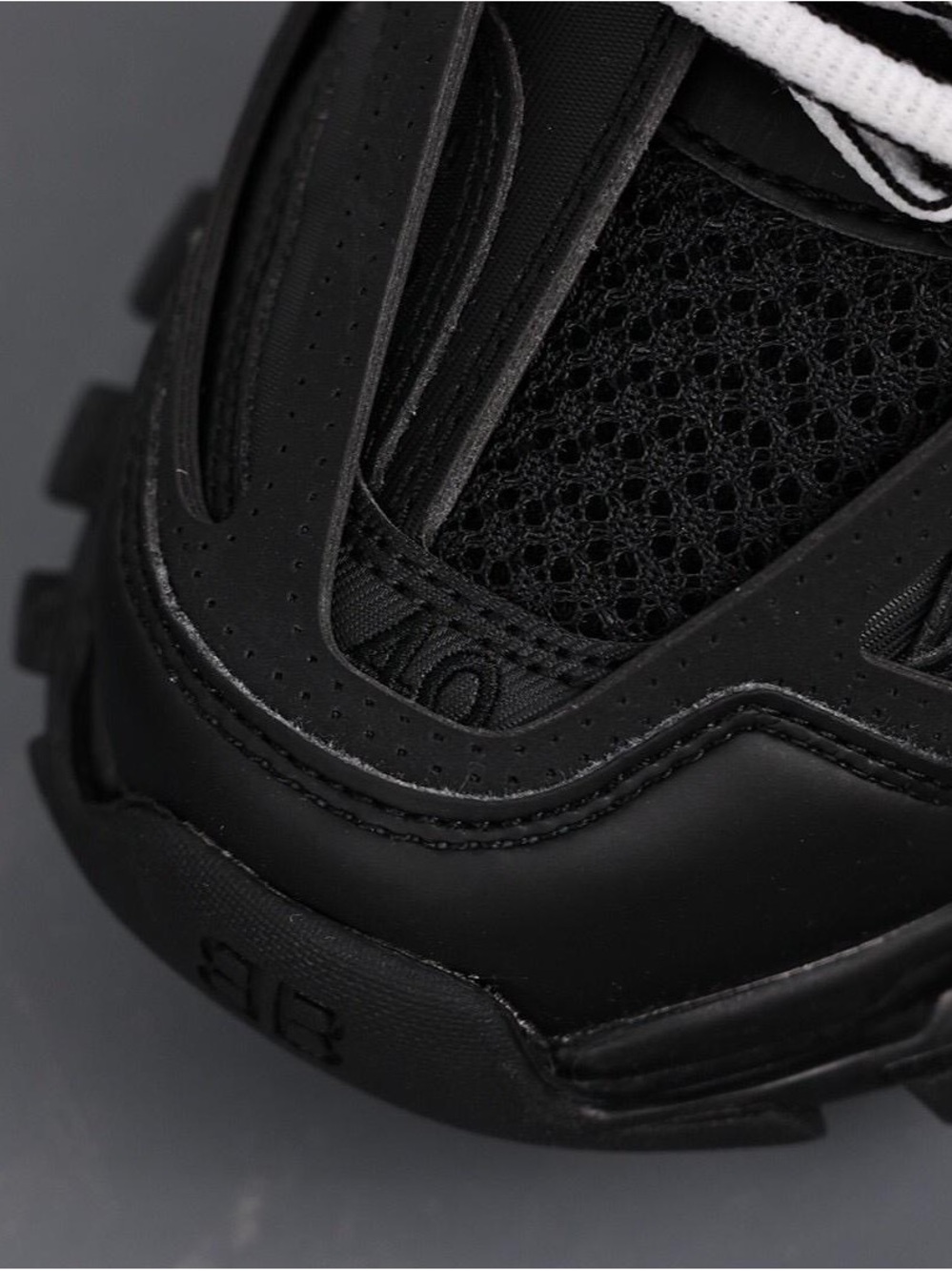 Balenciaga Men's Black Chunky Trail Sneakers with Mesh Panels